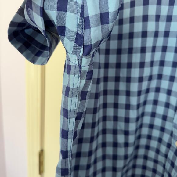 UNTUCKit Men’s Short Sleeve Button Down Shirt Blue Check Pattern Size XXL Preppy - Picture 5 of 7
